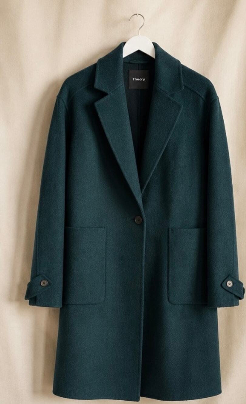 Theory Winsome 2 Wool Blend Coat Emerald Green Single Button NWT Size M